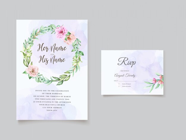 beautiful watercolor floral wedding invitation template