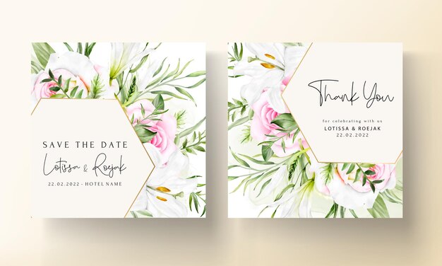 beautiful watercolor floral wreath wedding invitation card template