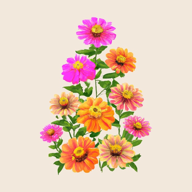 美しい水彩の花の植物のイラスト
