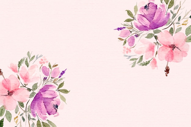 Beautiful watercolor flowers background with text space