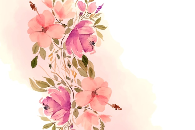 Beautiful watercolor flowers and leaves background