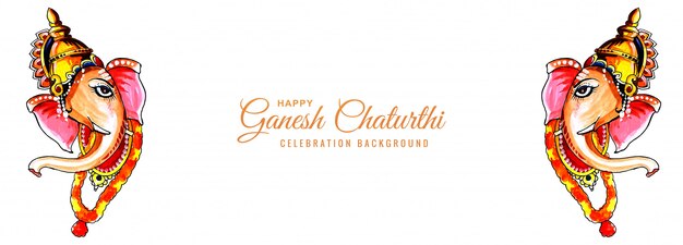 Ganesh chaturthi 배너에 대 한 아름 다운 수채화 loard ganesh