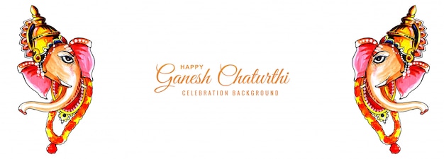 Bellissimo ganesh loard dell'acquerello per banner ganesh chaturthi