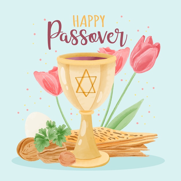 Free vector beautiful watercolor passover concept