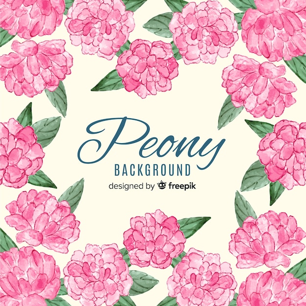 Free vector beautiful watercolor peony flowers background