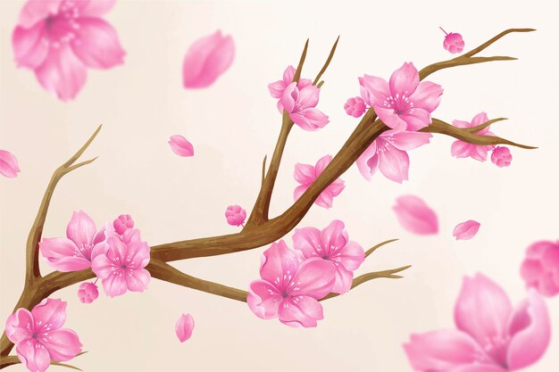 Beautiful watercolor sakura flowers illustration