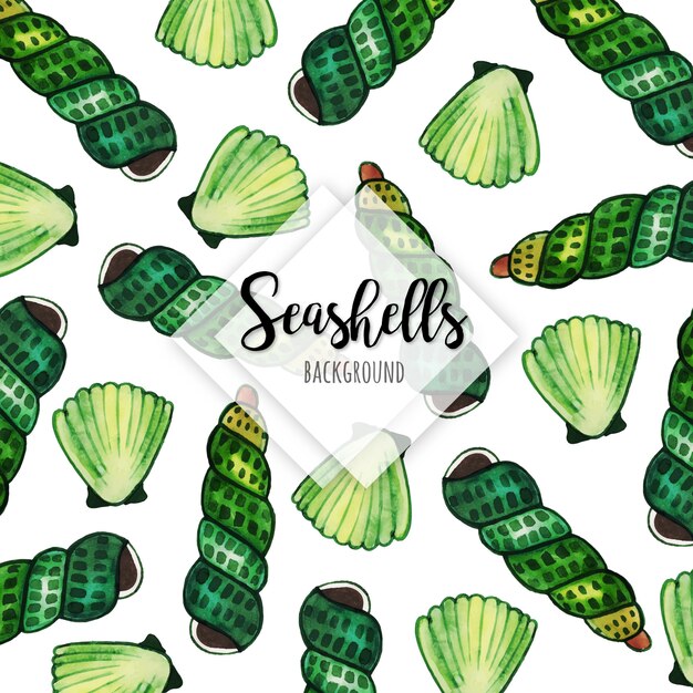 Beautiful Watercolor Seashells Background