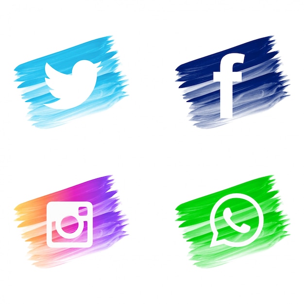 Free vector beautiful watercolor social media icons set