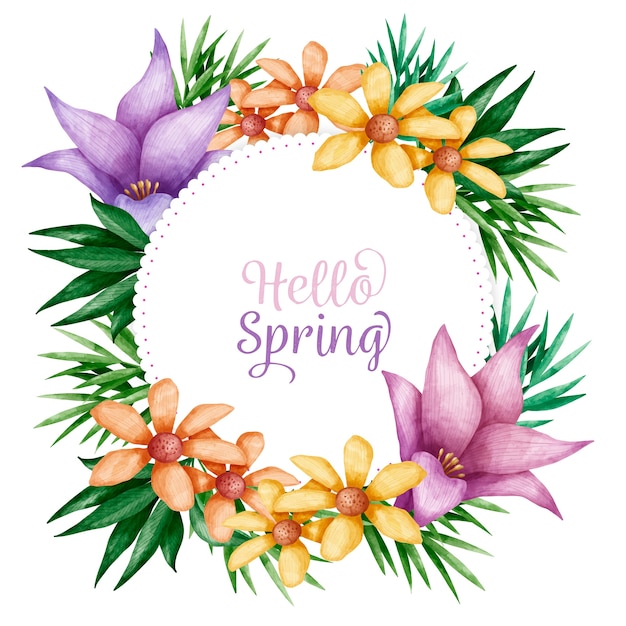 Beautiful watercolor spring floral frame