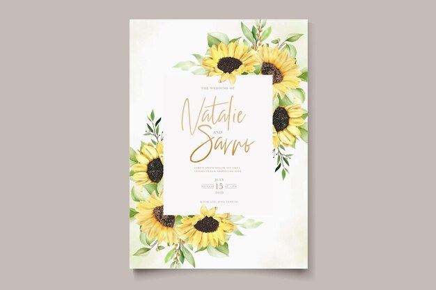 美しい水彩画の太陽の花の招待カード