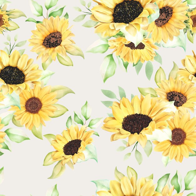 beautiful watercolor sunflower seamless pattern