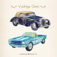 Free vector beautiful watercolor vintage cars