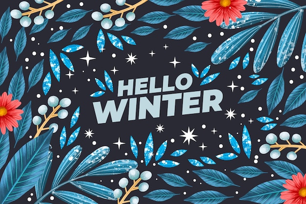 Beautiful watercolor winter wallpaper with greeting