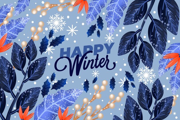 Beautiful watercolor winter wallpaper with lettering