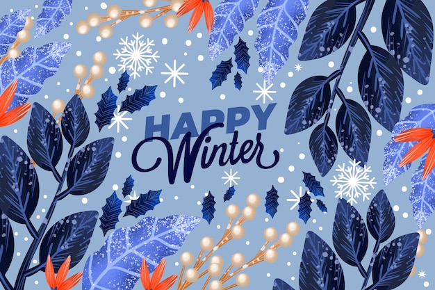 Beautiful watercolor winter wallpaper with lettering