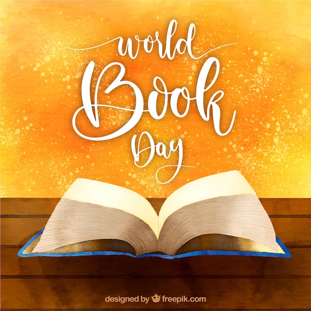 Vettore gratuito bella priorità bassa dell'acquerello per la giornata mondiale del libro