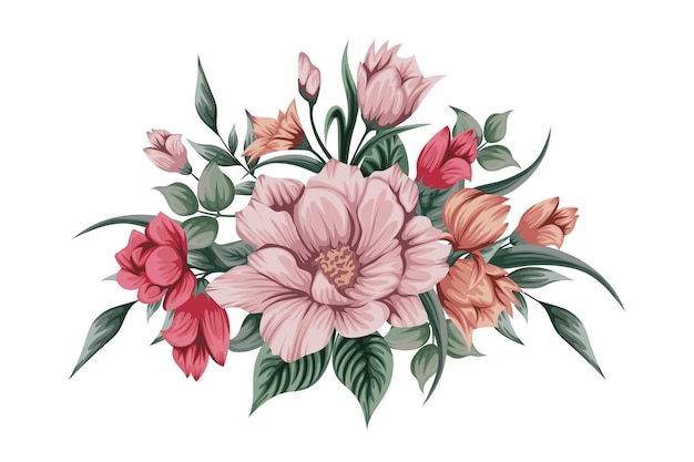 Free vector beautiful watercolour bouquet of flowers