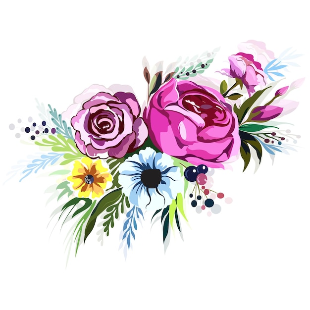Красивый свадебный букет цветочных открыток дизайн иллюстрации