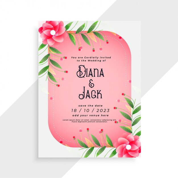 Beautiful wedding card design with flower elements