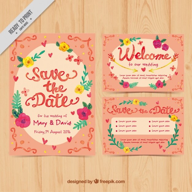 beautiful wedding cards of hand painted flowers