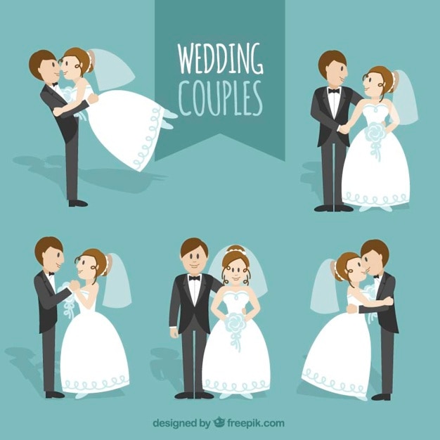 Beautiful Wedding Couples Vector Templates – Free Download, Free Illustration, Download Free Vector