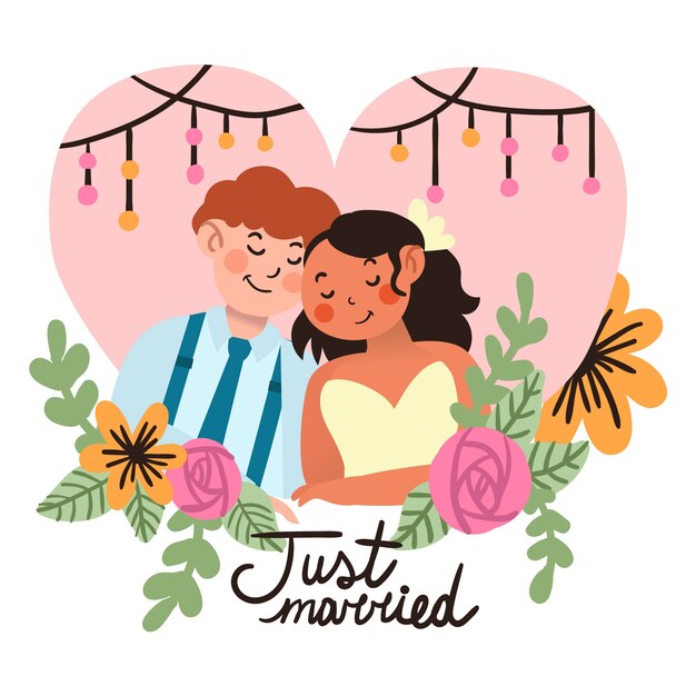 Free vector beautiful wedding couples