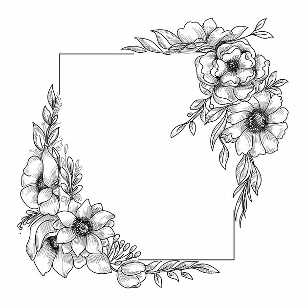 Beautiful wedding floral frame sketch