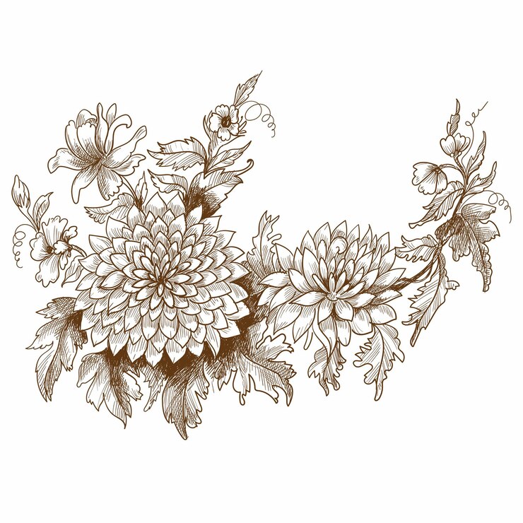 Free Vector beautiful wedding floral sketch design