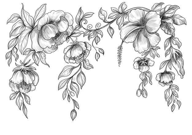 Beautiful wedding floral sketch