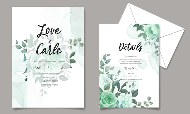 Beautiful wedding invitation card floral ornament