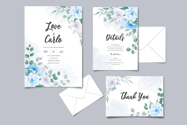 Beautiful wedding invitation card floral ornament