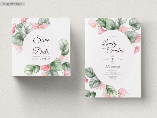 Free vector beautiful wedding invitation card set template