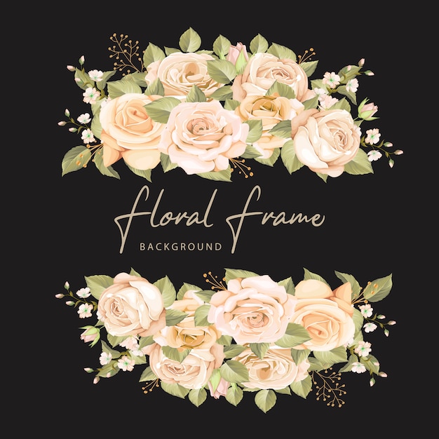 꽃과 잎으로 아름 다운 결혼식 초대 카드 템플릿