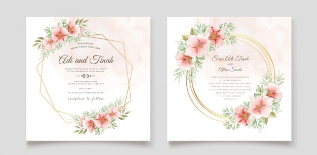 beautiful wedding invitation card with floral wreath