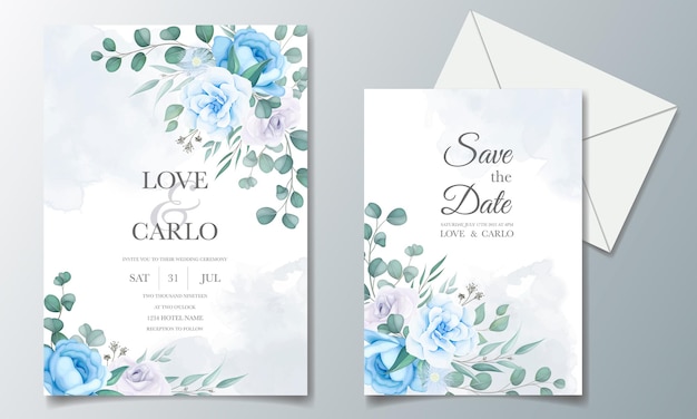 Free vector beautiful wedding invitation card with flower decoration