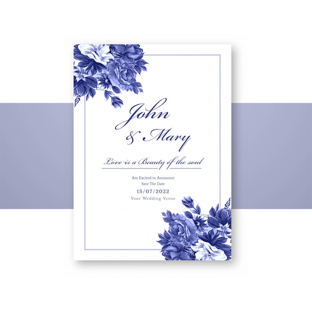 Красивая свадебная пригласительная открытка с цветами рамочный шаблон
