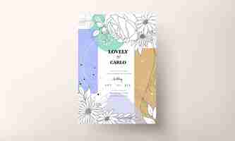 Free vector beautiful wedding invitation card with monoline design