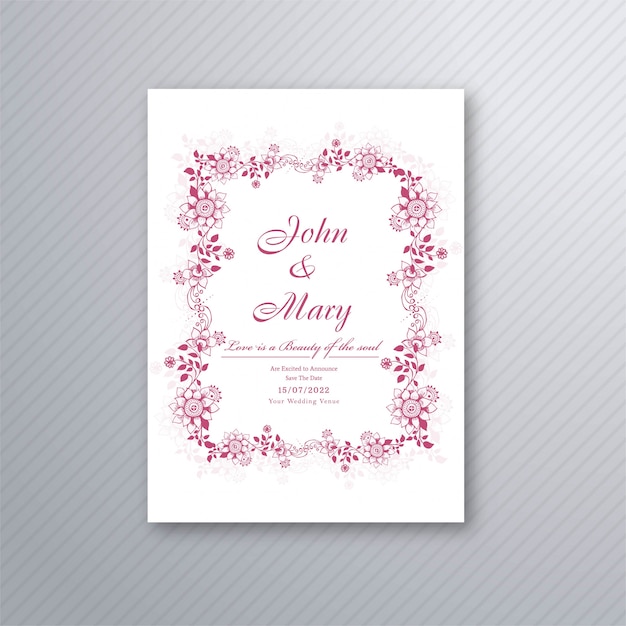 Free vector beautiful wedding invitation decorative floral card template design