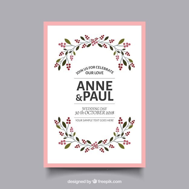 Free vector beautiful wedding invitation in vintage style