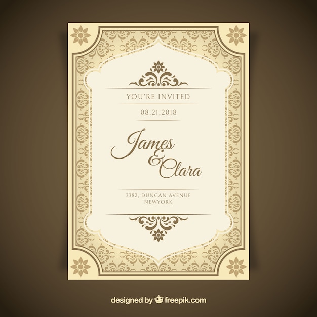 Beautiful wedding invitation in vintage style