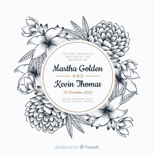 Beautiful wedding invitation with floral frame