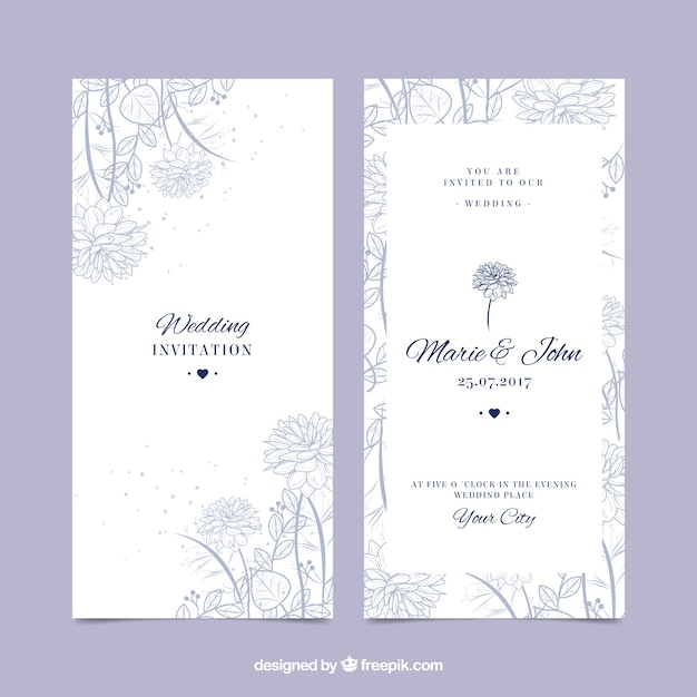 Beautiful wedding invitation with hand-drawn vegetation