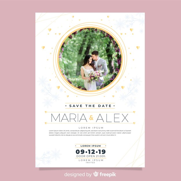 Beautiful wedding invitation with photo