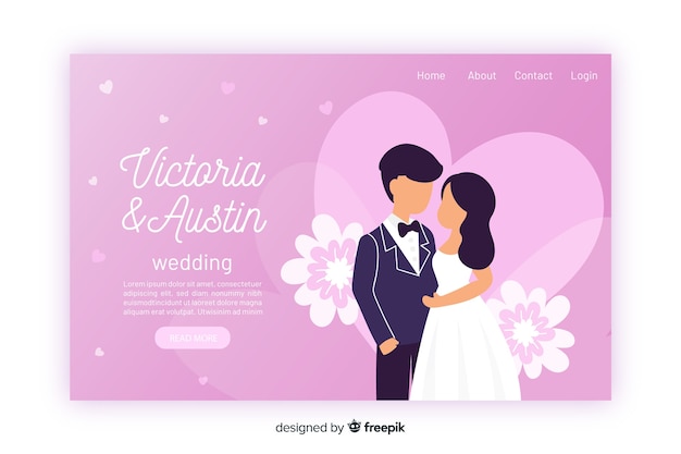 Pagina di destinazione del bellissimo matrimonio