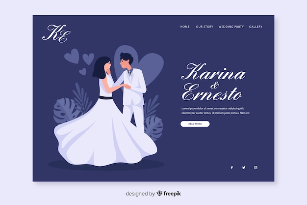 Free vector beautiful wedding landing page