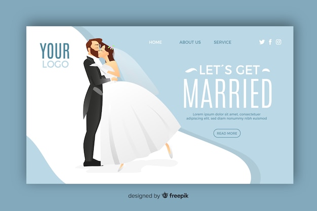 Free vector beautiful wedding landing page