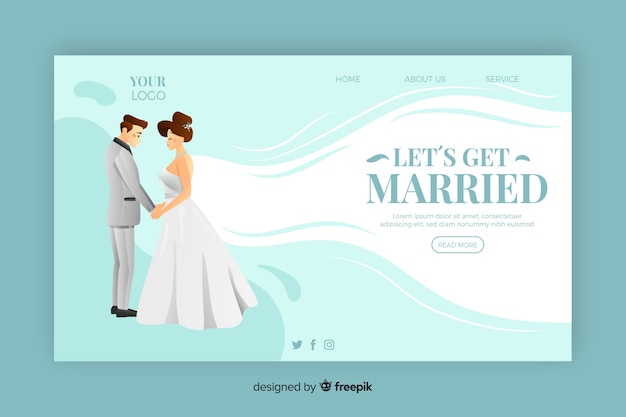 Free vector beautiful wedding landing page