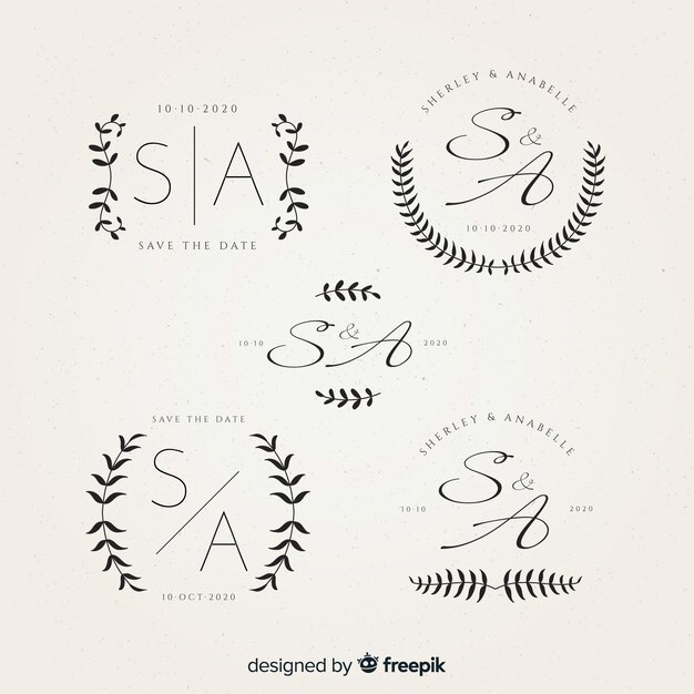 Beautiful wedding monogram logos