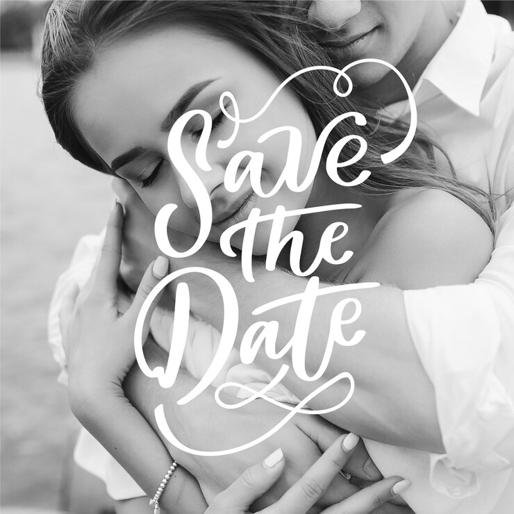 Free Vector beautiful wedding save the date with photo
