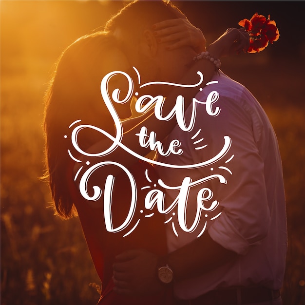 Beautiful wedding save the date with photo